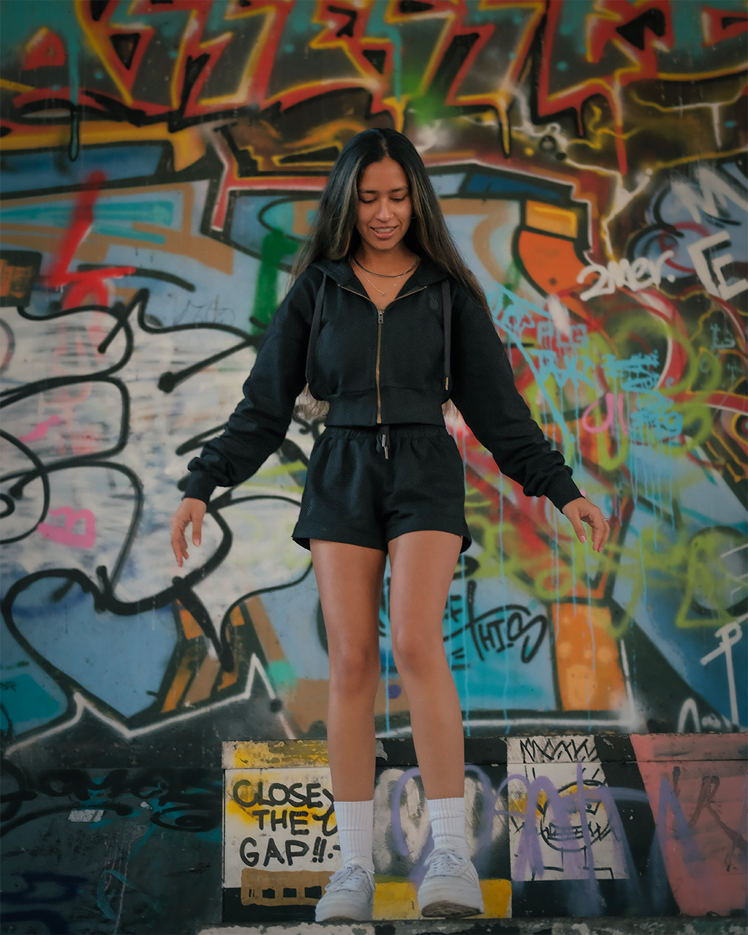 Women's Black Cropped Hoodie